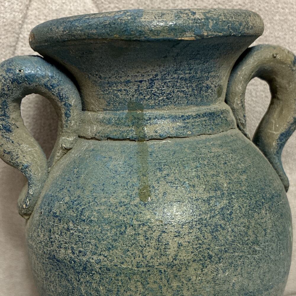 Coastal Ceramic Starfish Vase Blue Nautical Rustic Pottery 2 Handle Jar Mexico - Picture 9 of 9